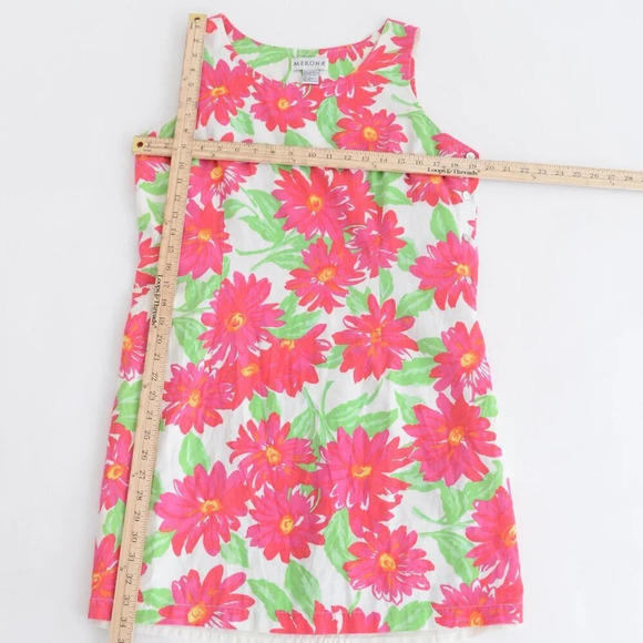 Vintage 90s Merona Pink And Green Floral Daisy  Midi Dress Size L - Picture 4 of 14